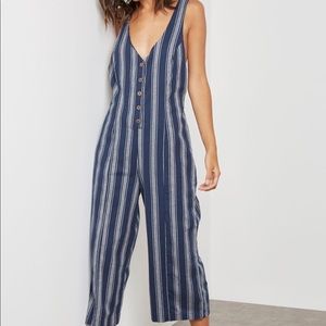 Forever 21 Navy Striped Cross-Backed Jumpsuit